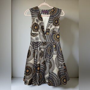 Chic Plunge Dress in Blue and Gold